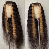 Adding Highlights To Wig Ombre Light Brown Highlights Deep Wave Curly Lace Wigs